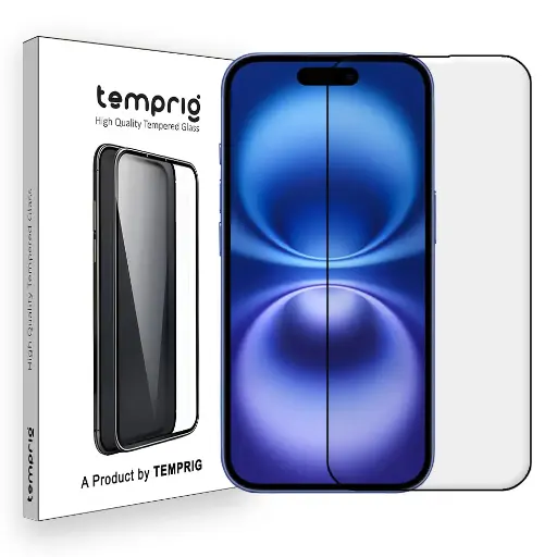 TEMPRIG Tempered Glass Screen Protector for iPhone 16 Plus, 9H Hardness, Edge-to-Edge Protection, HD Clarity, Anti-Fingerprint, Ultra-Thin & Case Friendly, Easy Installation